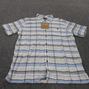 Patagonia Shirt ADult M Blue Gray Plaid Organic Cotton Button Front Mens NEW